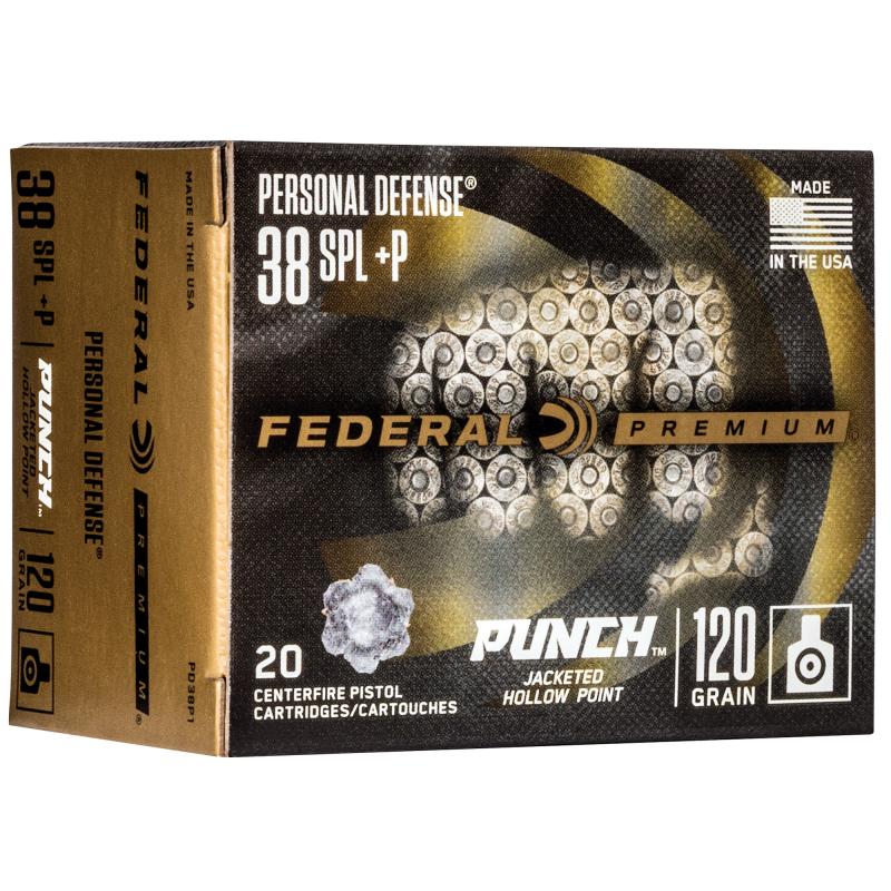 Premium, Punch, 38 Special, 120 Grain, Jacketed Hollow Point, 20 Round Box PD38P1