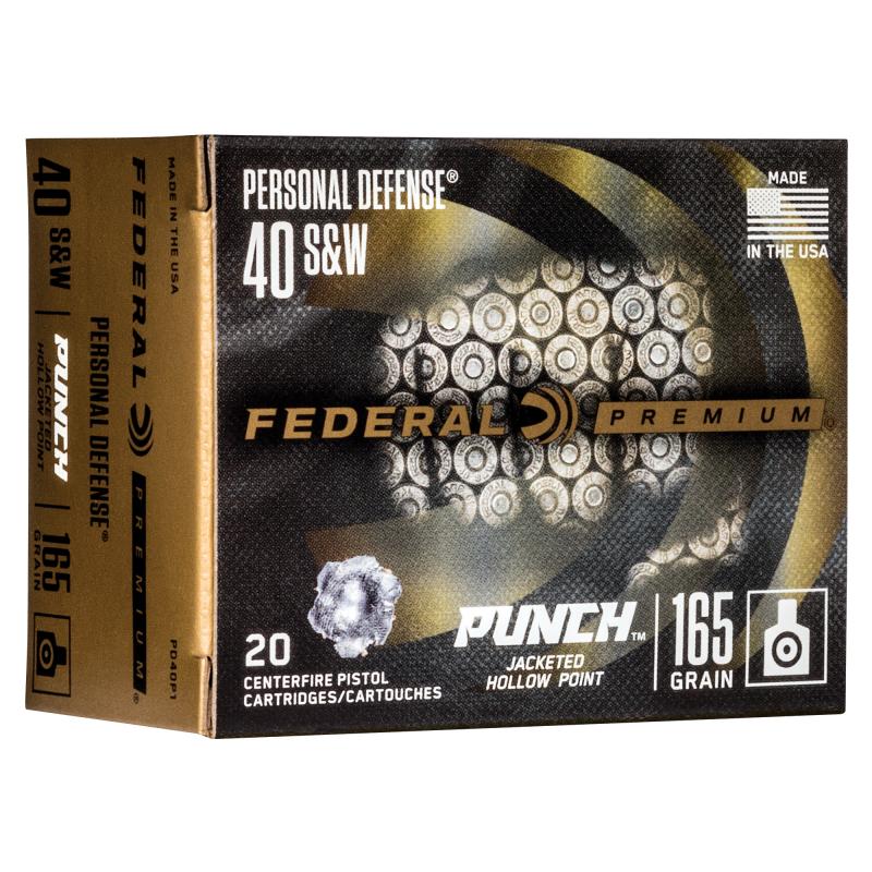 Premium, Punch, 40 S&W, 165 Grain, Jacketed Hollow Point, 20 Round Box PD40P1