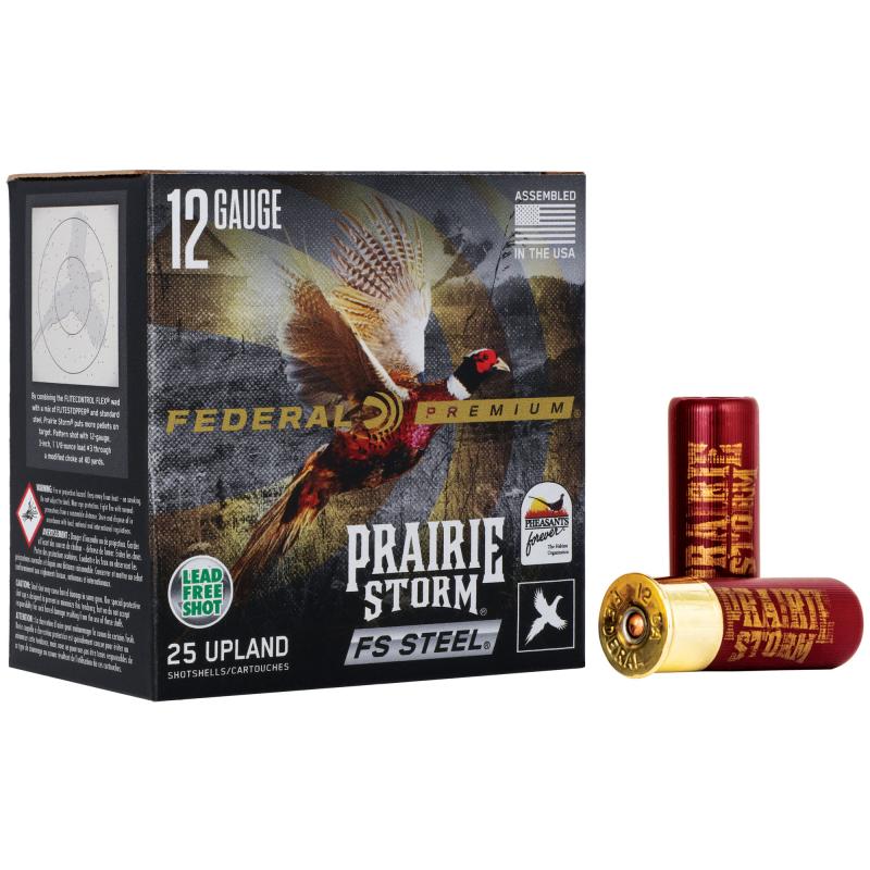 Premium, Prairie Storm, 12 Gauge 2.75", FS Steel, #4, Steel Shot, 25 Round Box PFSX147FS4