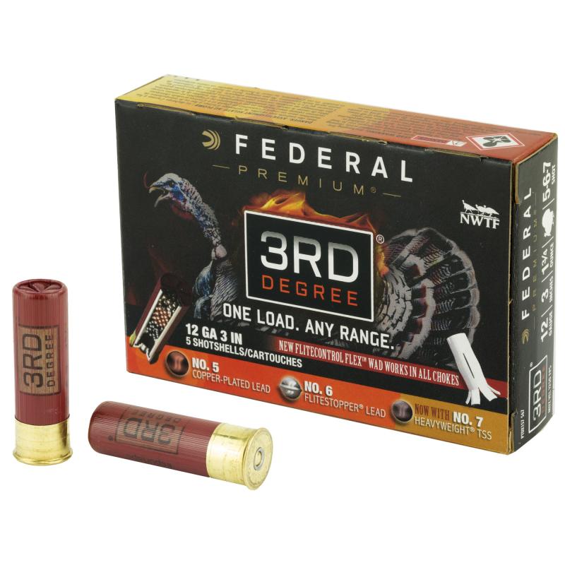 3rd Degree Turkey 12 Gauge 3", #5/#6/#7 Shot Combination, 1.75oz, Flight Control, 5 Round Box PTDX157 567