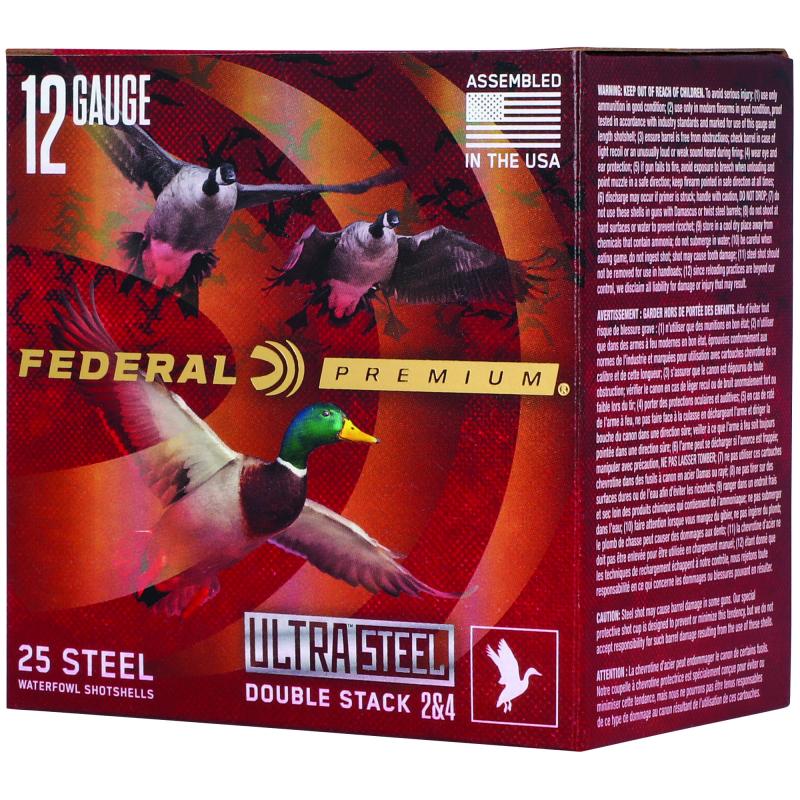 Ultra Steel, FLIGHTCONTROL FLEX WAD, 12 Gauge 3" Chamber, #2, 1 1/4 oz, Zinc Plated Steel, 25 Round Box, 2 and 4 Shot Size PWUX14224