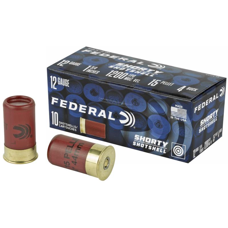 Buckshot Shorty Shotshells |12GA 1 3/4" #4 Buck Box of 10 Rounds