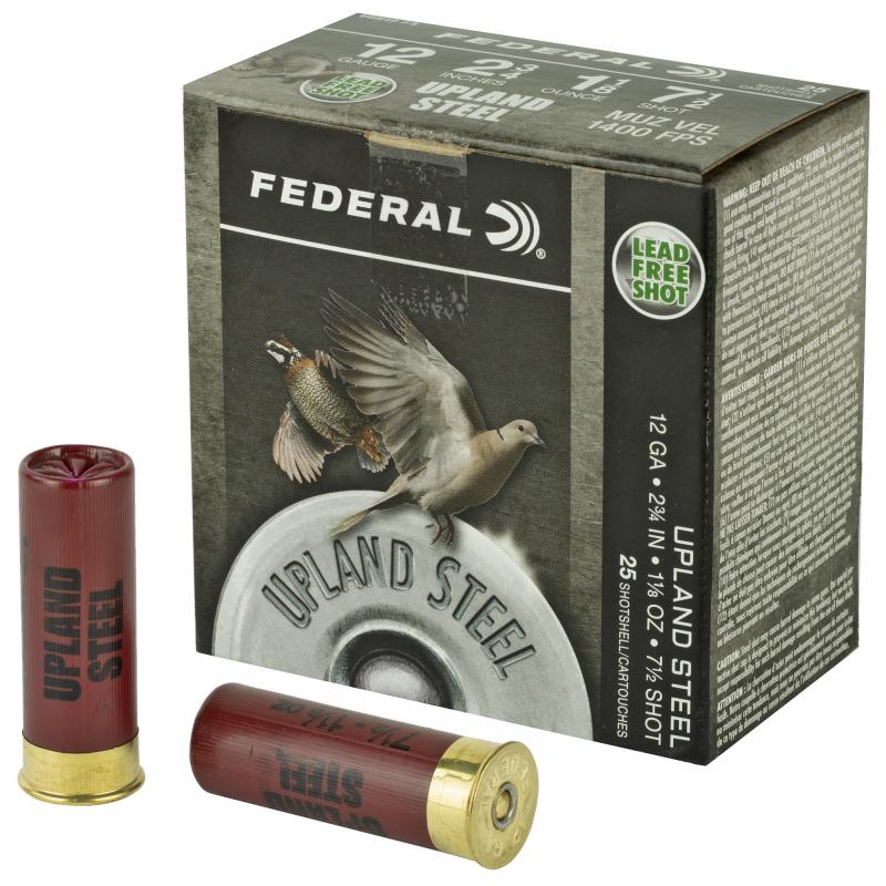 Field & Range Steel, 12 Gauge 2.75", #7.5, 1 1/8 oz, Steel Shot, 25 Round Box, California Certified Nonlead Ammunition USH12 7.5