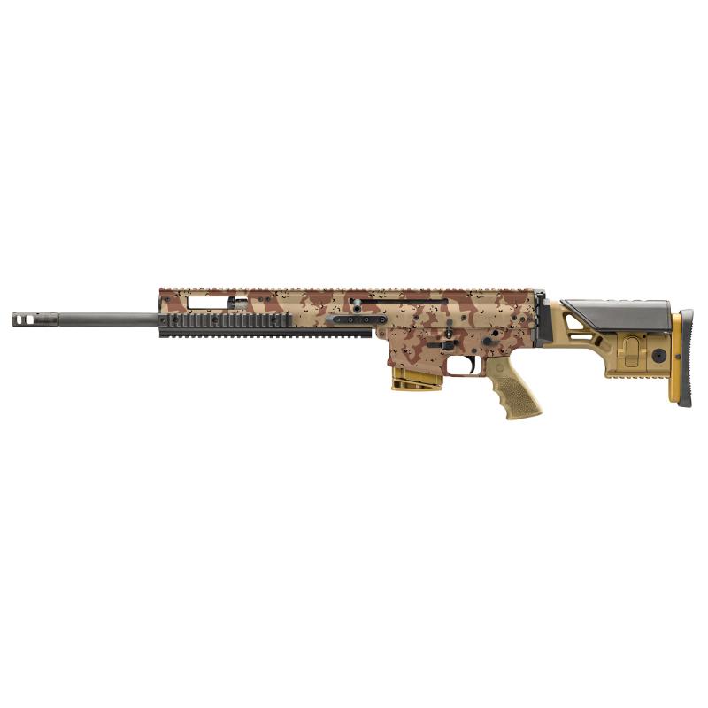 SCAR 20S NRCH, Semi-Automatic Rifle, 7.62NATO, 20" Barrel, 1:8 Twist, Hydrograhphic (Hydro Dip) Finish, Chocolate Chip Desert Camo, Precision Adjustable for LOP and Comb Height Synthetic Stock, Adjustable Cheek Piece, Hogue Rubber Grip, 10 Rounds, 1 Maga