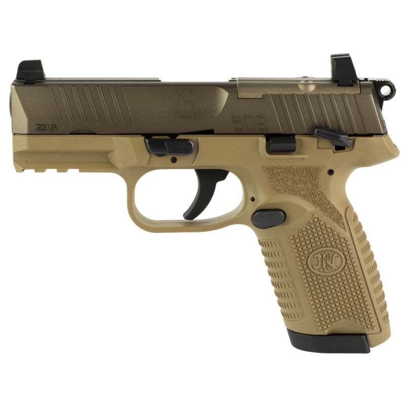502, MRD, Single Action Only, Semi-automatic, Polymer Frame Pistol, Compact Size, 22 LR, 4" Barrel, Flat Dark Earth, Optic Height Sights, Ambidextrous Thumb Safety, No Decocker, Optics Ready Slide, 10 Rounds, 2 Magazines 66-101012