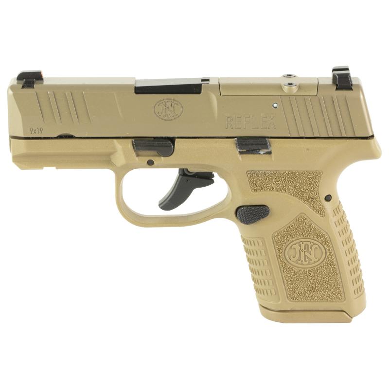 Reflex MRD, Semi-automatic Pistol, Polymer Frame, Internal Hammer Fired, Single Action Only, Micro Compact, 9MM, 3.3" Cold Hammer Forged Barrel, PVD Finish, Flat Dark Earth, Optics Ready, Non-Manual Safety, Tritium Front Sight, 2 Dot Rear Sight, 2 Magazi