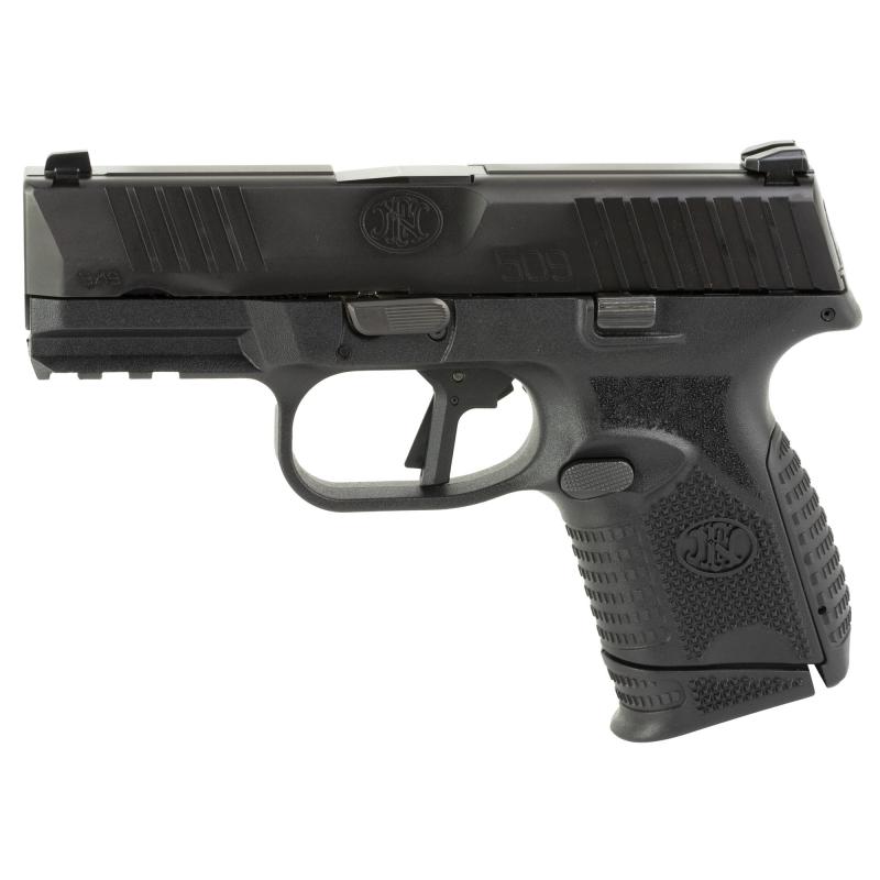 509, Semi-automatic, Striker Fired, Compact, 9MM, 3.7" Barrel, Polymer Frame, Black, 5-10Rd, Non-Manual Safety, Interchangeable Backstraps, FN Soft Case, Rail, Front Serrations, Loaded Chamber Indicator 66-101642