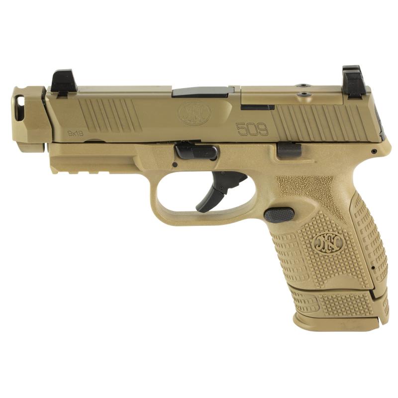 509 MRD Compensated, Semi-automatic, Striker Fired, Polymer Framed Pistol, Compact, 9MM, 4.2" Barrel, Auto Indexing Compensator, Matte Finish, Flat Dark Earth, Optics Ready Slide, Co-Witness Iron Sights, Non-Manual Safety, 2 Magazines, (1)-15 Round an