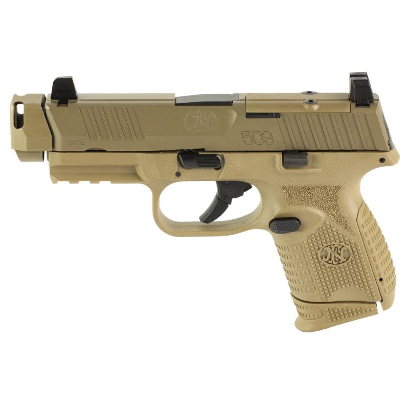 509 MRD Compensated, Semi-automatic, Striker Fired, Polymer Framed Pistol, Compact, 9MM, 4.2" Barrel, Auto Indexing Compensator, Matte Finish, Flat Dark Earth, Optics Ready Slide, Co-Witness Iron Sights, Non-Manual Safety, 10 Rounds, 2 Magazines 66-10