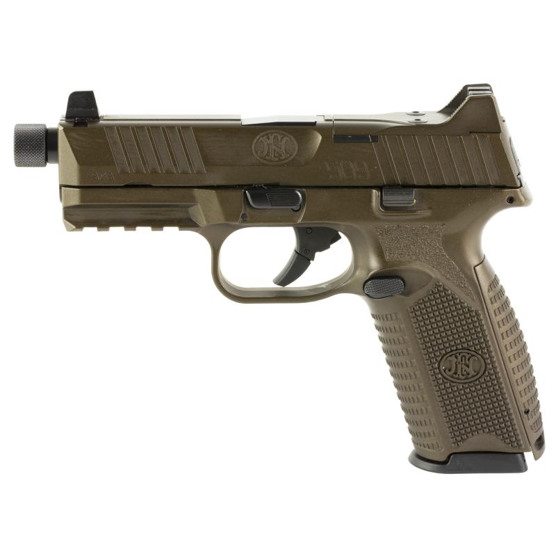 509 Tactical, Striker Fired, Semi-automatic, Polymer Frame Pistol, Full Size, 9MM, 4.5" Barrel, Threaded 1/2x28, Cerakote Finish, Midnight Bronze, Optic Ready Slide, Suppressor Height 3-Dot Night Sights, 5 Magazines, (1)-17 Round and (4)-24 Round 66-1018