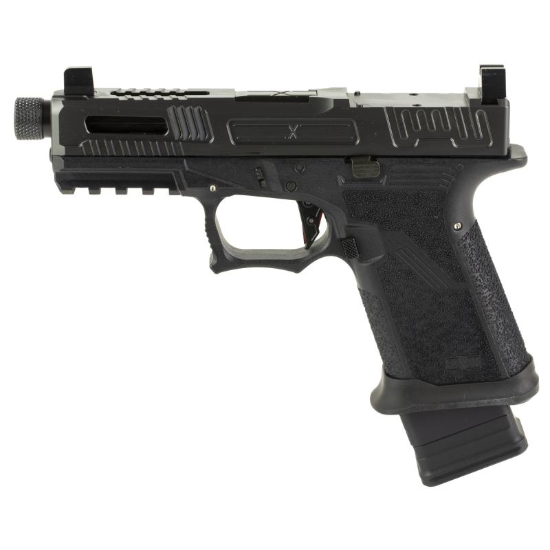 FX-19 Hellfire, Striker Fired, Semi-automatic, Polymer Framed Pistol, Compact, 9MM, 4.5" Barrel, Threaded 1/2X24, DLC Finish, Black, Suppressor Height Night Sights, Optics Ready Slide, 20 Rounds, 1 Magazine FX-19-HF
