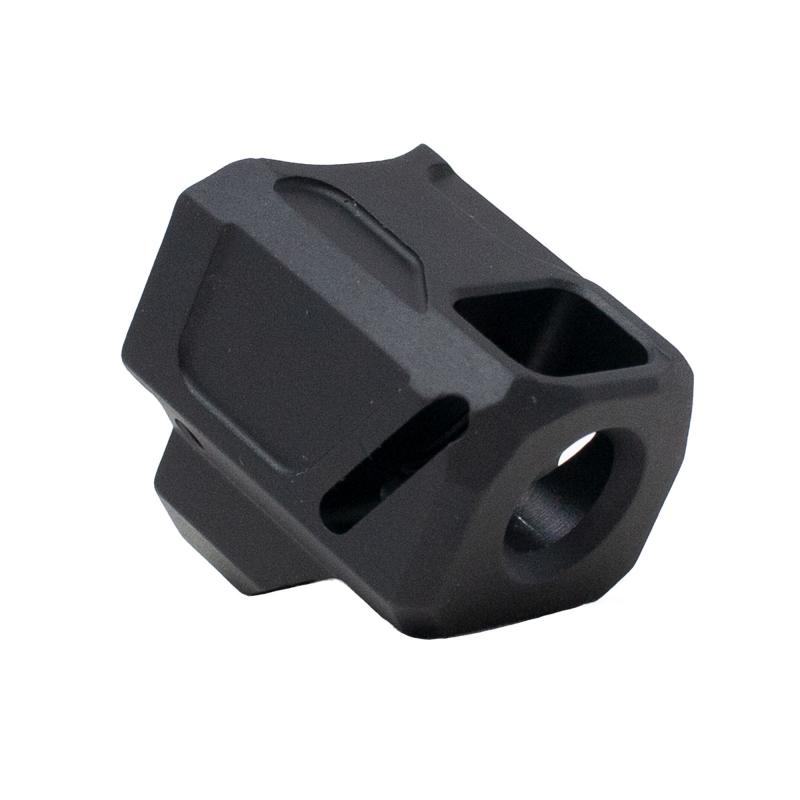 EXOS-553, Compensator, 9MM, Fits Glock 17/19/34 Gen 5, Anodized Finish, Black FXFF-P-A-COMP-DS-G-03