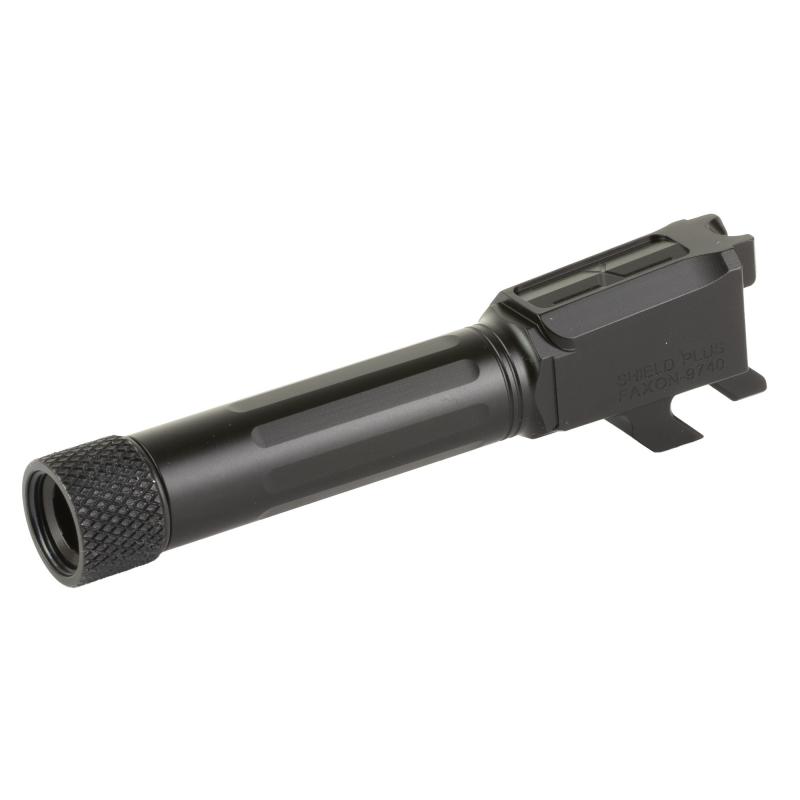 Match Series, 1:10 Twist Barrel, 3.7", 9MM, Straight Flued, Fits Smith & Wesson M&P Shield/Shield Plus, Threaded 1/2X28, Nitride Finish, Black MPB910NSSOQ-T