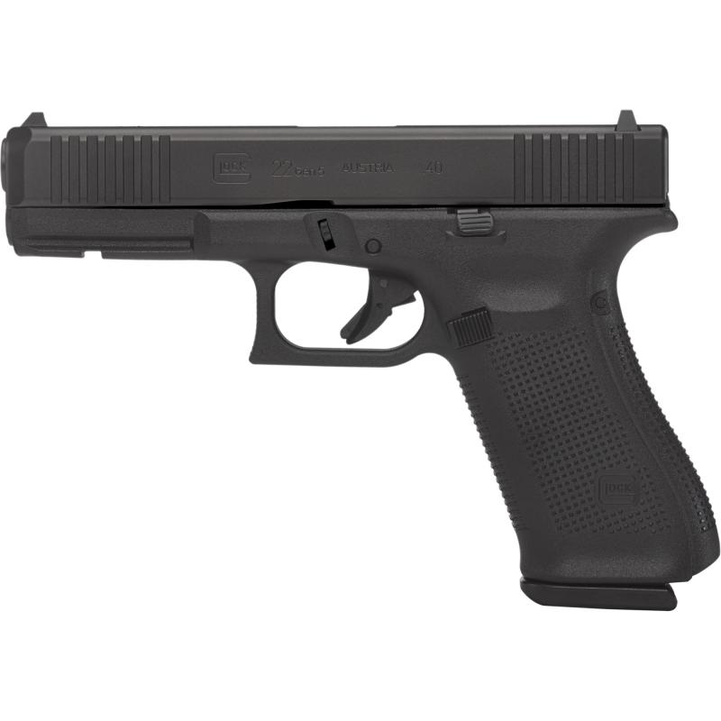 22, GEN 5, Semi-automatic, Striker Fired, Polymer Frame Pistol, Compact, 40 S&W, 4.01" Barrel, Matte Finish, Black, Interchangeable, Fixed Sights, 15 Rounds, 3 Magazines G22515AUT