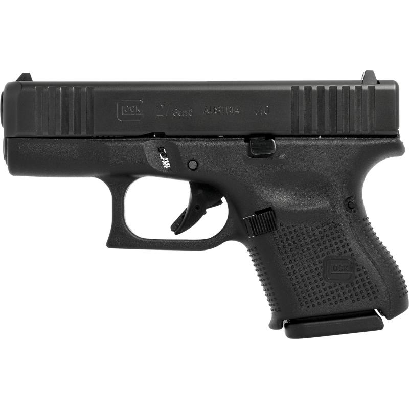 27, GEN 5, Semi-automatic, Striker Fired, Sub-Compact, 40 S&W, 3.43", Black, Polymer, 9 Rounds, 3 Mags, Fixed Sights, DLC G275US