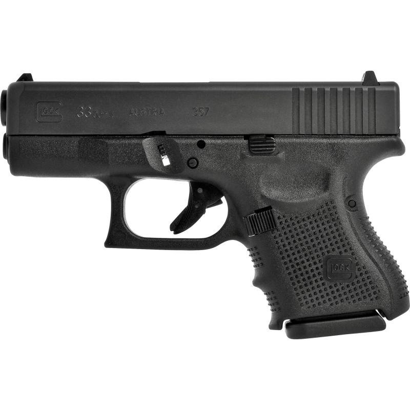 33, GEN 4, Semi-automatic, Striker Fired, Sub-Compact, 357 Sig, 3.43", Black, Interchangeable, 9 Rounds, 3 Mags, Fixed Sights, Polymer, Matte G334AUT