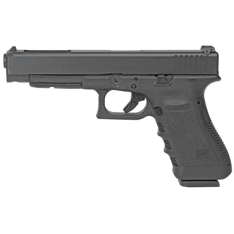 34, GEN 3, Semi-automatic, Striker Fired, Longslide, 9MM, 5.31", Black, Interchangeable, 17Rd, 3 Mags, Prac/Tac, Fixed Sights, Polymer, Matte G3417AUT