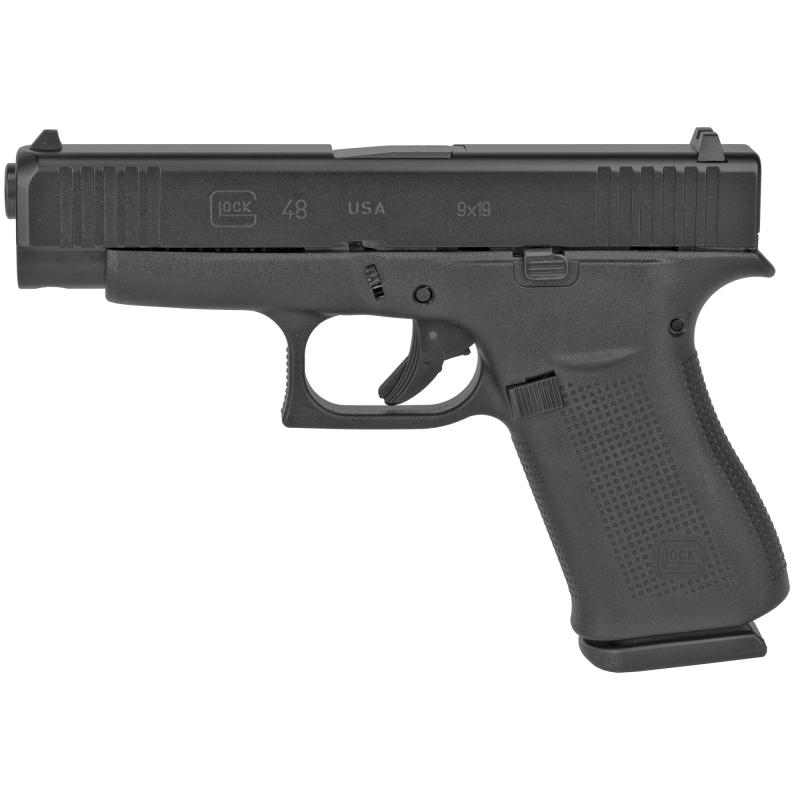 48, Semi-automatic, Striker Fired, Sub-Compact, 9MM, 4.17", Black, 10Rd, 2 Mags, Fixed Sights, Polymer, Matte G48US