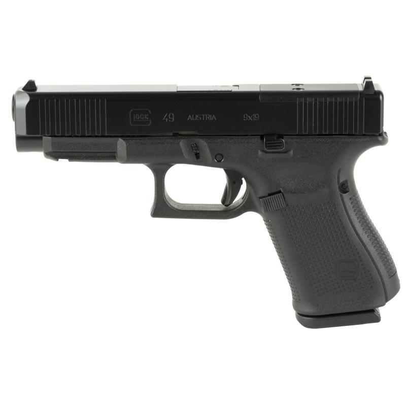 49 MOS, Semi-automatic, Safe Action, Full Size, Polymer Frame Pistol, 9MM, 4.49" Black, DLC Finish, Black, Interchangeable Backstraps, Optics Ready Slide, Fixed Sights, 10 Rounds, 3 Magazines PA495S201MOS