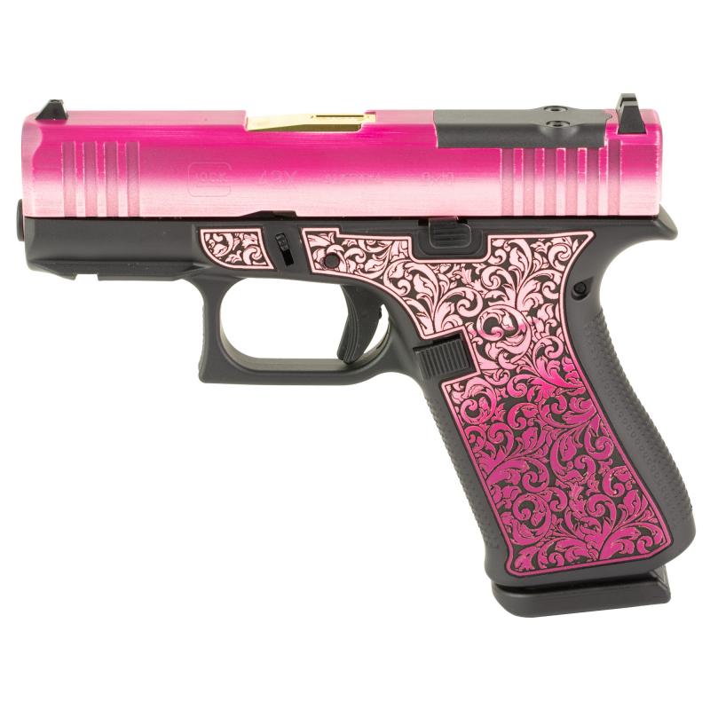43X, M.O.S, Striker Fired, Semi-automatic, Polymer Frame Pistol, Sub-Compact, 9MM, 3.41" Barrel, Custom Lady Bug Cerakote Finish by Shark Coast Tactical, Fixed Sights, Optic Ready, Zaffiri Gold Barrel, 10 Rounds, 2 Magazines PX4350201FRMOS