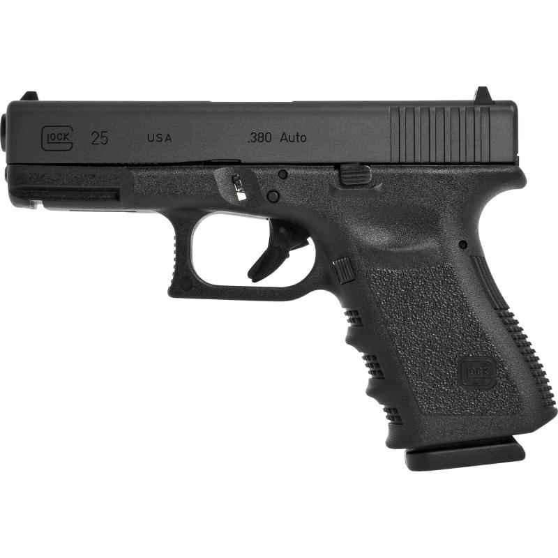 25, GEN 3, Semi-automatic, Safe Action, Compact, 380 ACP, 4.02", Black, 15 Rounds, 2 Mags, Right Hand, Fixed Sights, Polymer, Matte UI2550203