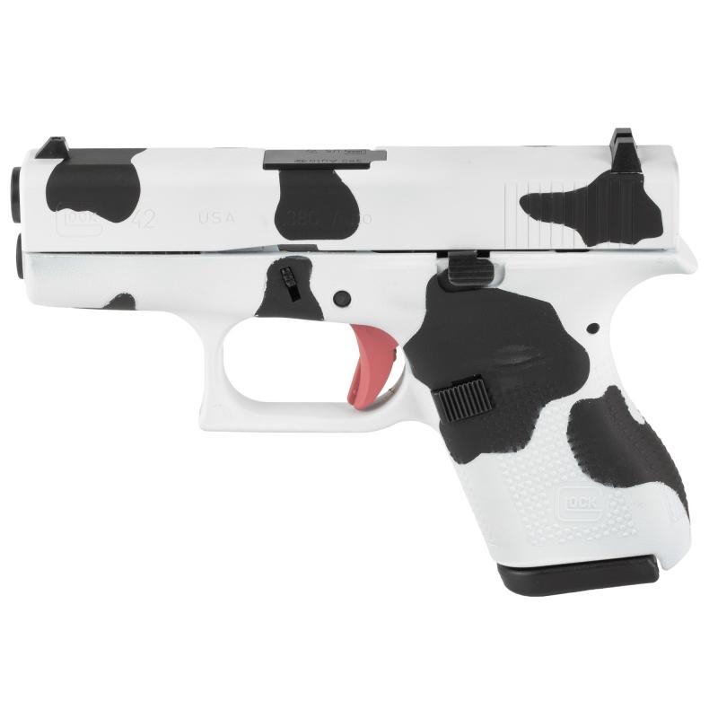 42, Semi-automatic, Striker Fired, Sub-Compact, 380 ACP, 3.25", Cow Print, 6 Rounds, 2 Magazines, Fixed Sights, Polymer, Skydas Cerakote UI4250201-MOO