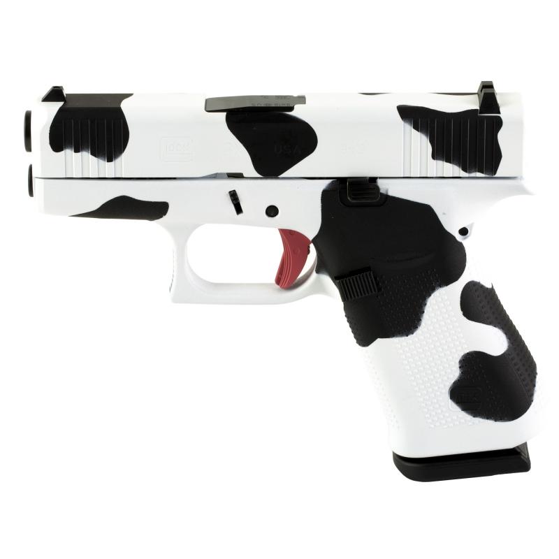 43X, Semi-automatic, Striker Fired, Sub-Compact, 9MM, 3.41", Cow Print, 10 Rounds, 2 Mags, Fixed Sights, Polymer, Skydas Cerakote UX4350204-MOO