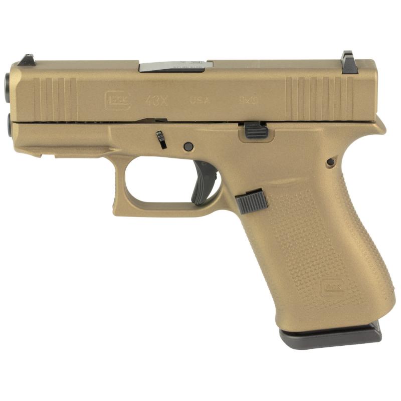 43X, Striker Fired, Semi-automatic, Polymer Frame Pistol, Sub-Compact, 9MM, 3.41" Barrel, Skydas Cerakote Finish, Burnt Bronze, Fixed Sights, 10 Rounds, 2 Magazines UX4350204FRN-BB
