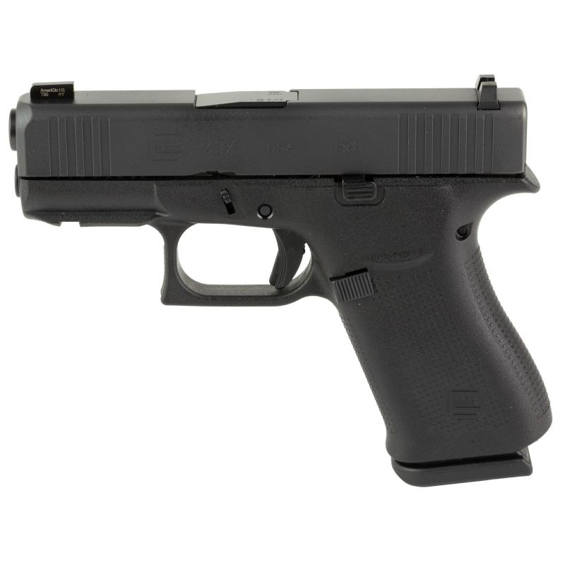 43X, Talo Edition, Striker Fired, Semi-automatic, Polymer Frame Pistol, Sub-Compact, 9MM, 3.41" Barrel, Glock Marksman Barrel, nDLC Finish, Black, Front Rail, No Finger Grooves, AmeriGlo Ultimate Carry Sights, Green Tritium Front Sight With Lumigreen Out