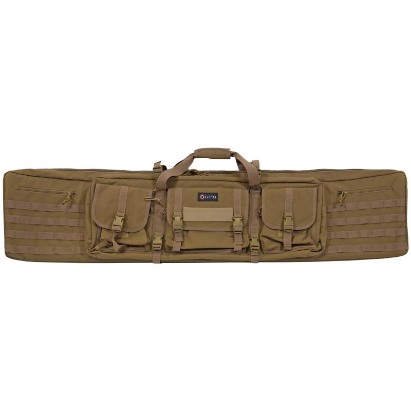 Tactical Double Rifle Case, Flat Dark Earth, 55", 600 Denier Polyester GPS-DRC55-FDE