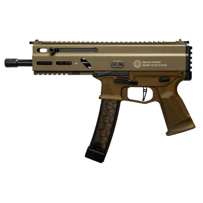 Stribog SP9A1, Semi-automatic, Aluminum Frame Pistol, 9MM, 8" Barrel, Threaded 1/2X28, Matte Finish, Flat Dark Earth, M-LOK Rail, Manual Safety, Non-Reciprocating Charging Handle, 30 Rounds, 3 Magazines 197892004763