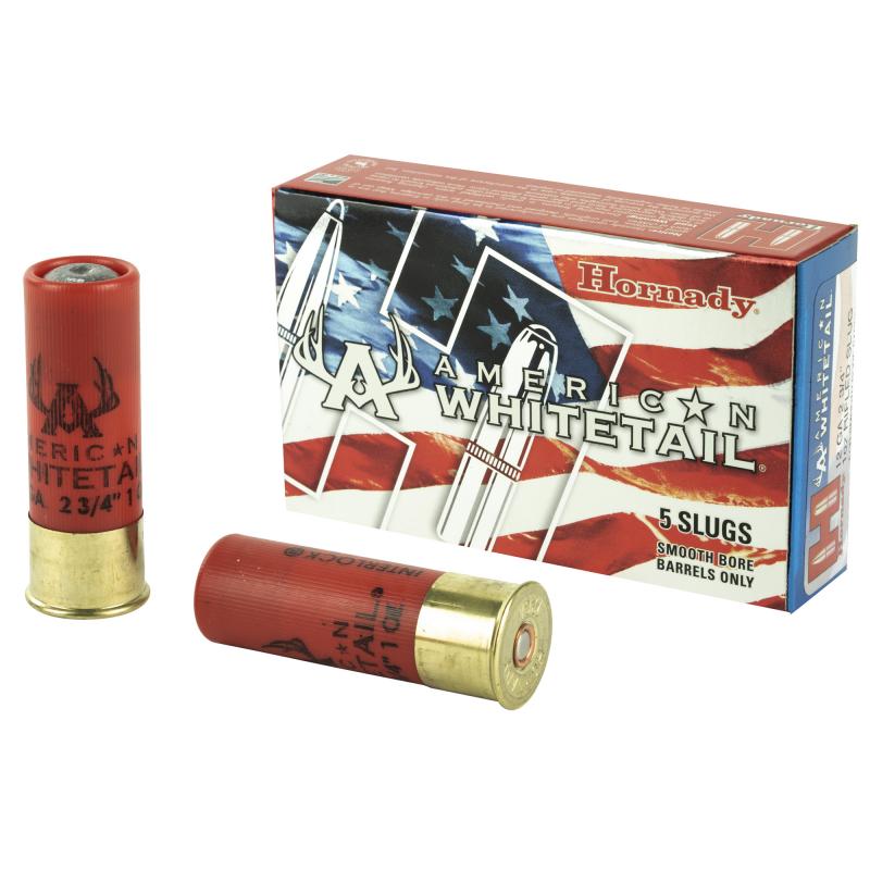 American Whitetail Slug for Smooth-Bore Barrels 12 Gauge 2.75 Inch 1 Ounce Foster Style Slug Five Per Box