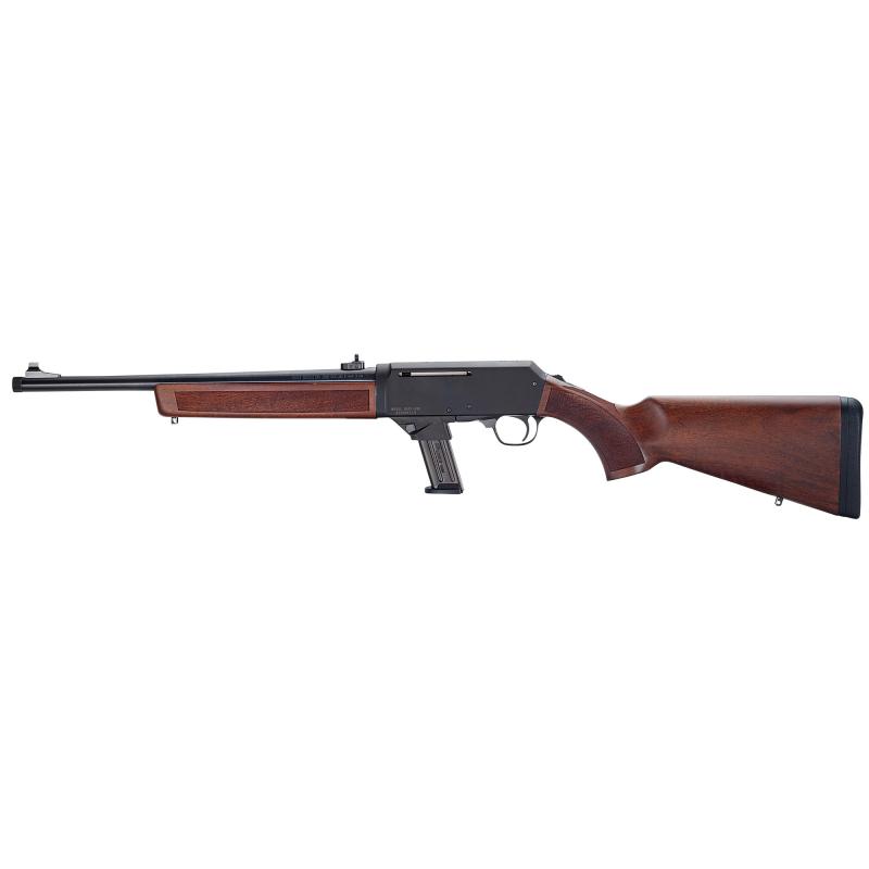 Homesteader, Semi-automatic, Rifle, 9mm, 16.37" Barrel, Threaded 1/2x28, Walnut Stock, Anodized Finish, Black, Drilled and Tapped for Optic Rail, Ghost Ring Sights, (1)-5 Round Magazine, (1)-10 Round Magazine, Includes Magwell for Sig Sauer/Smith & Wesso
