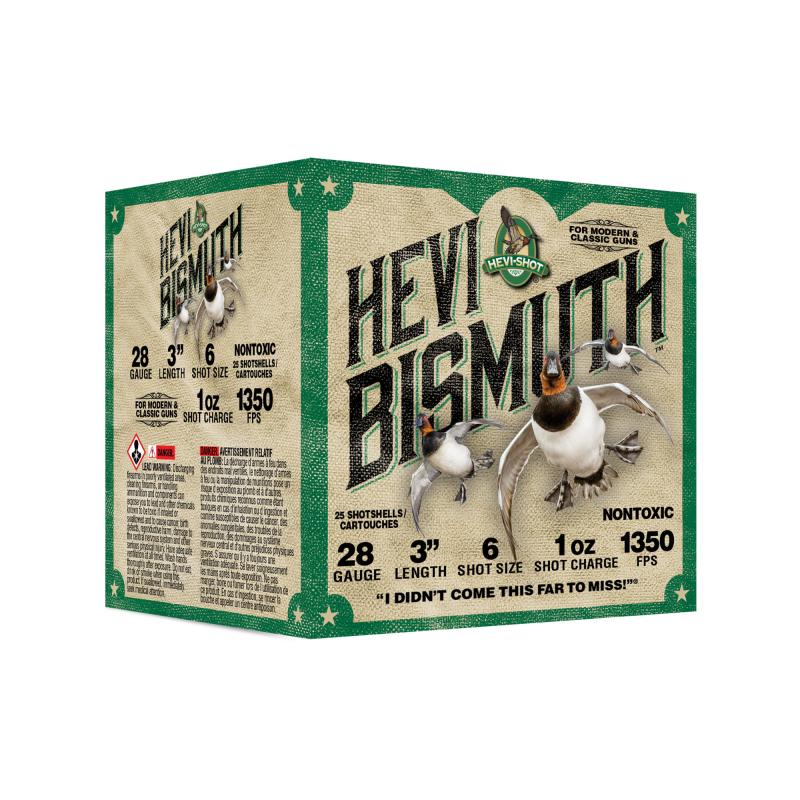 HEVI-Bismuth, 28 Gauge 3", Max Dram, 1 oz, #6 Shot Size, 25 Round Box HS18436