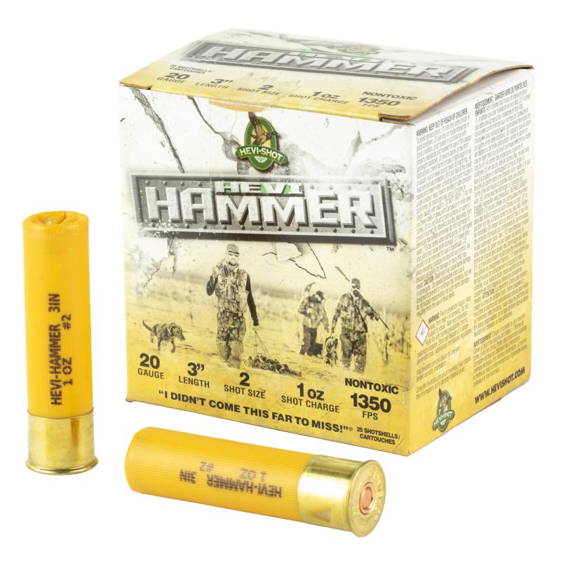 HEVI-Shot, HEVI-Hammer, 20 Gauge 3", Max Dram, 1oz, #2 Shot Size, 25Rd Box HS29002