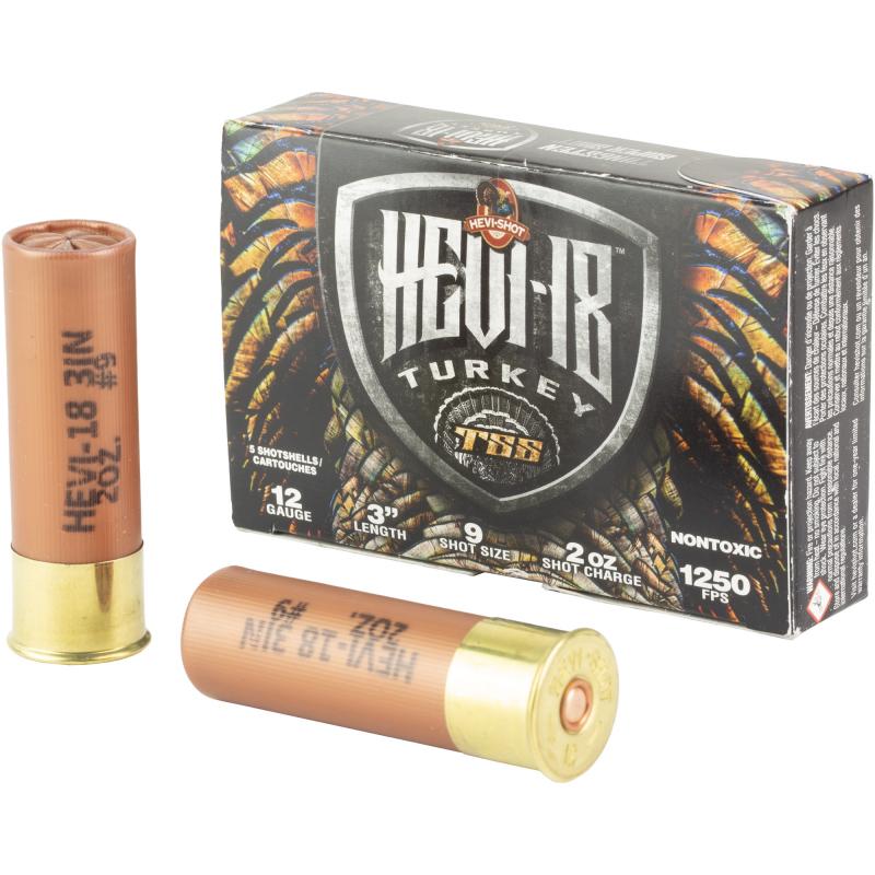 HEVI-18, Turkey, 12 Gauge 3", #9, 2oz, TSS, 5 Rounds Per Box HS4009