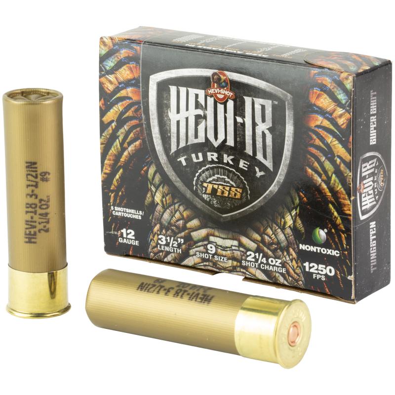 HEVI-18, Turkey, 12 Gauge 3.5", #9, 2 1/4 oz, TSS, 5 Rounds Per Box HS4509