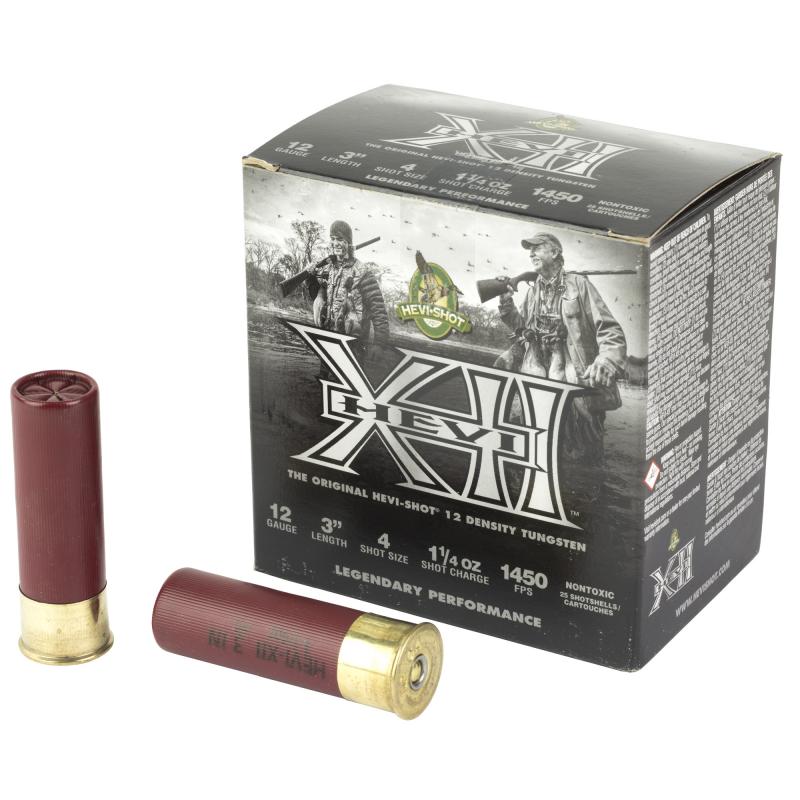 HEVI-SHOT, Hevi XII, 12 Gauge 3", #4, 1 1/4 oz, Lead, 25 Round Box HS53304