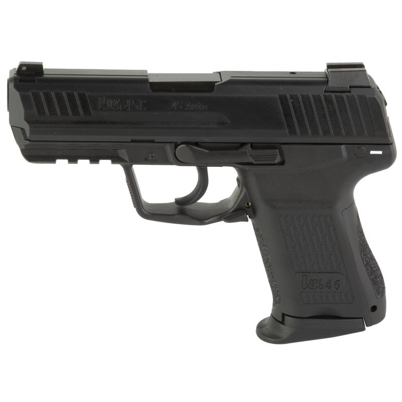 HK45, V7, LEM, Double Action Only, Semi-automatic, Polymer Frame Pistol, Compact, 45 ACP, 4.5" Barrel, Black, 3 Dot Sights, 10 Rounds, 2 Magazines 81000020