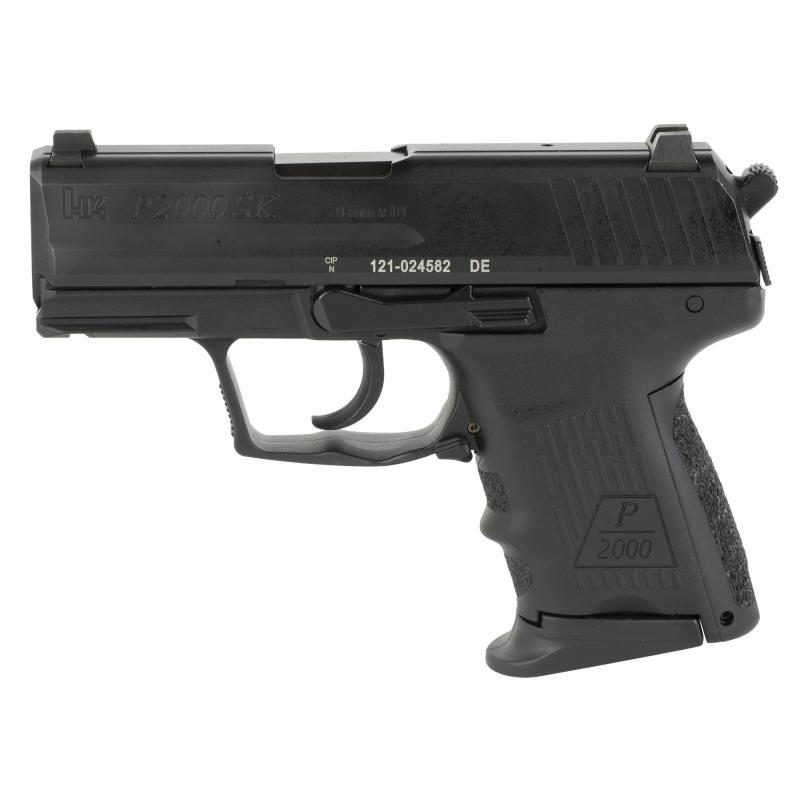 P2000SK, V3, Double Action/Single Action, Semi-automatic, Polymer Frame Pistol, Sub-Compact, 9MM, 3.26" Barrel, Black, Night Sights, Rear Decocker, 10 Rounds, 3 Magazines 81000056