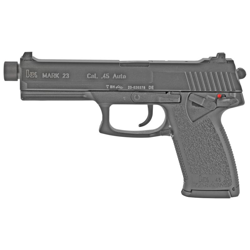 Mark 23, V1, Double Action/Single Action, Semi-automatic, Polymer Frame Pistol, Full Size, 45 ACP, 5.87" Threaded Barrel, Black, 3 Dot Sights, Manual Thumb Safety, Frame Mounted Decocker, 10 Rounds, 2 Magazines 81000080