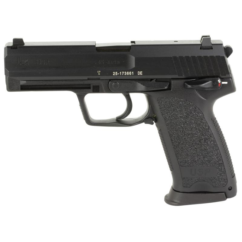USP45, V1, Double Action/Single Action, Semi-automatic, Polymer Frame Pistol, 45 ACP, 4.41" Barrel, Black, Night Sights, Manual Thumb Safety, Decocker, 10 Rounds, 3 Magazines 81000325