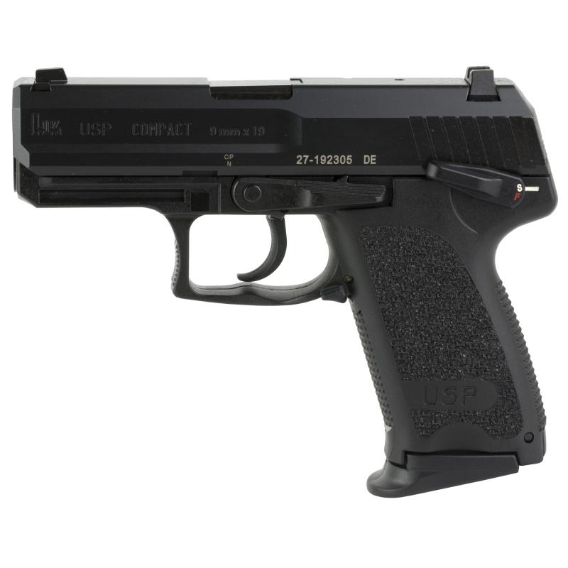 USP 9 Compact V1 | DA/SA, Compact, 9MM, 3.58" Barrel, Polymer Frame, Black Finish, 3 Dot Sights, Safety, Decocker, 13Rd, 2 Magazines 81000329