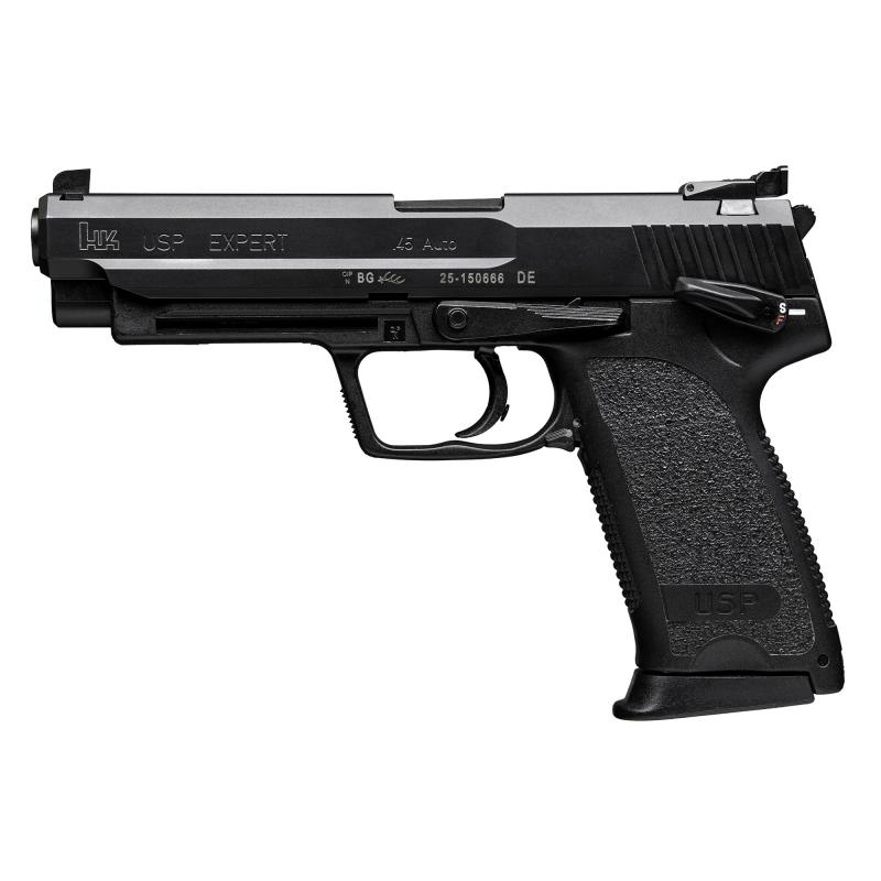 USP45, Expert, V1, Double Action/Single Action, Semi-automatic, Polymer Frame Pistol, Full Size, 45 ACP, 5.19" Barrel, Black, 3 Dot Sights, Manual Safety, Decocker, 12 Rounds, 2 Magazines 81000364