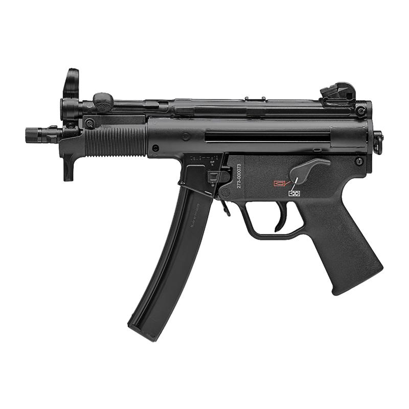 SP5K-PDW | 9x19mm 5.83" Barrel, 2 30 Round Magazines, Navy Style Barrel w/ Tri Lug Adaptor, Drum Style MP5K Rear Sight, Extended Ambi Selector Lever, Sling Attachment Point, Soft Case
