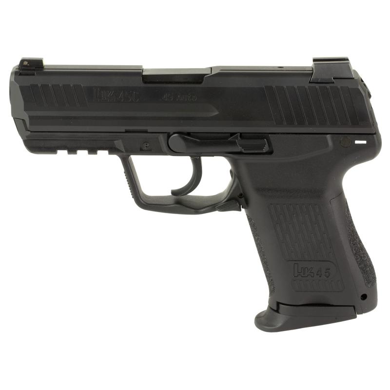 HK45C, Semi-automatic, V7 LEM-DAO, Compact, 45 ACP, 3.94" Barrel, Matte Finish, Black, Manual Safety, Front Night Sight, 8 Rounds, 2 Magazines 81001112
