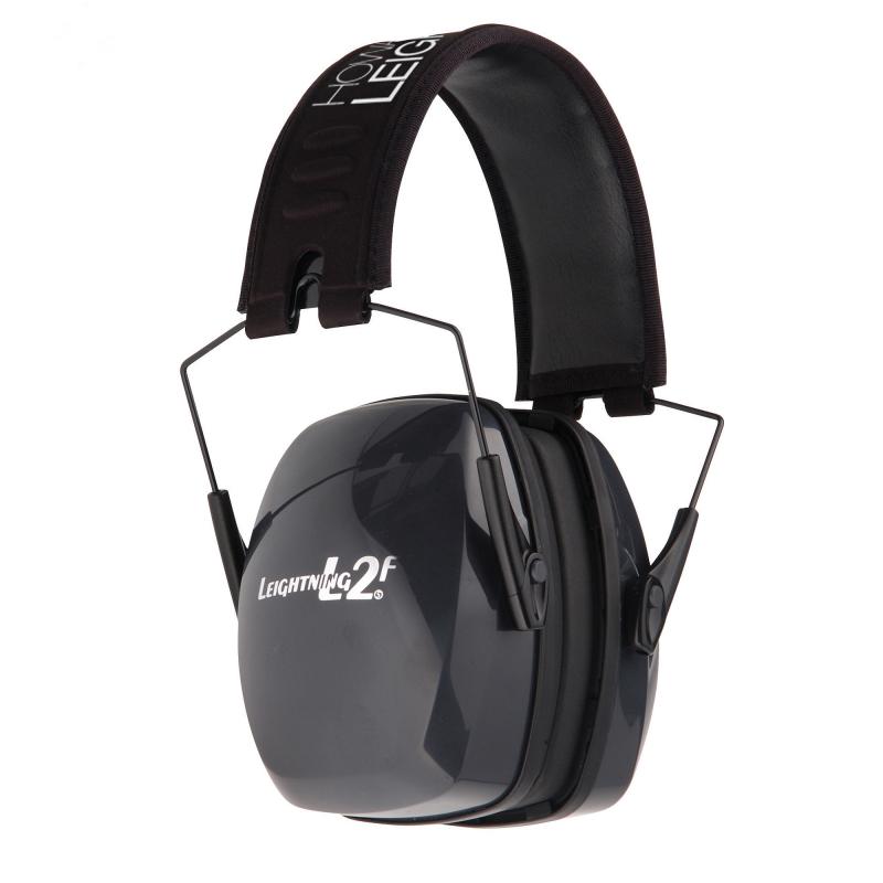 Leightning L2F Folding Earmuff Black Headband with Charcoal Gray Earcups