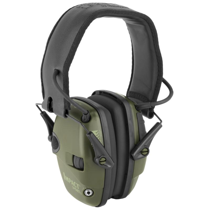 Impact Sport Folding Electronic Earmuff Hunter Green Earcups