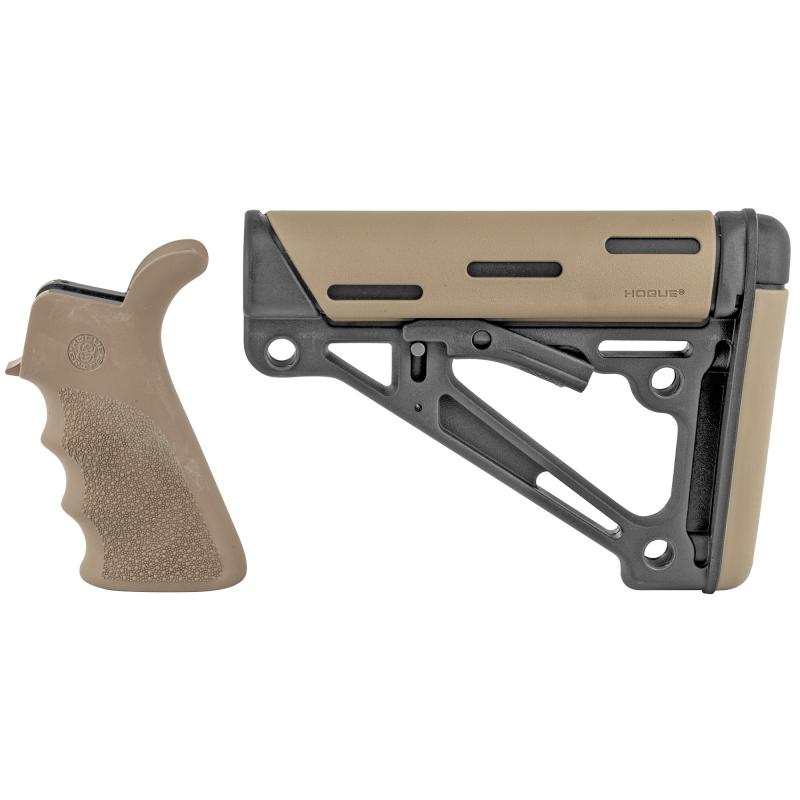 AR-15/M16 Collapsible Buttstock Kit With Finger Groove Beavertail Grip Mil-Spec Buffer Tube Flat Dark Earth