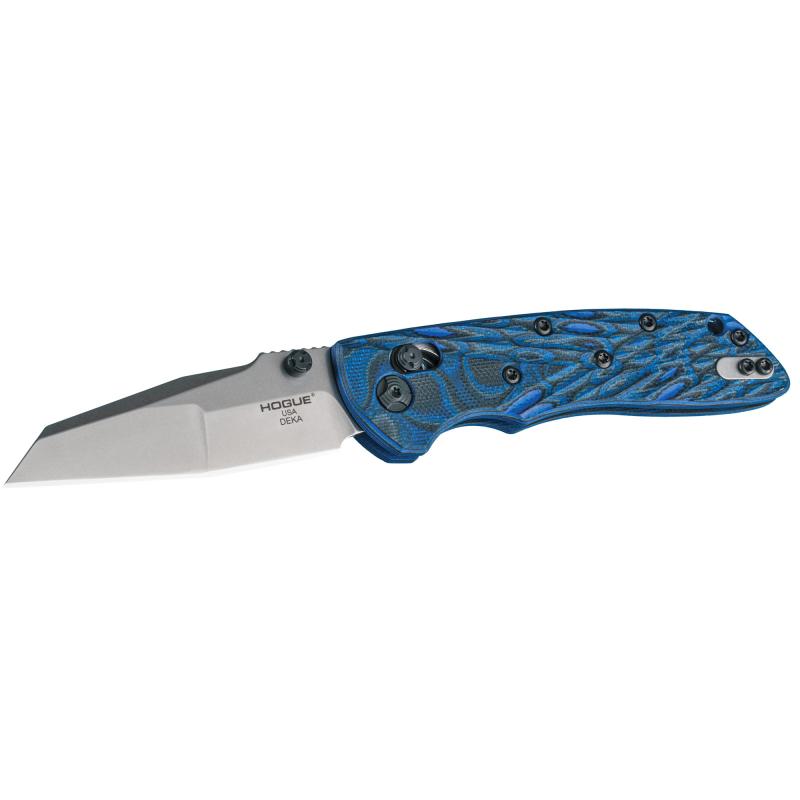 Deka, Folding Knife, CPM-20CV, Plain Edge, Wharncliffe Blade, 3.25", Stone Tumbled Blade Finish, Blue Lava G-Mascus Frame 24263